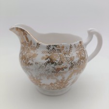 Vintage Royal Vale Bone China Gold & White Milk / Cream Jug and Sugar Bowl