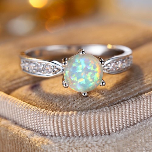 White blue opal birthstone - blue,