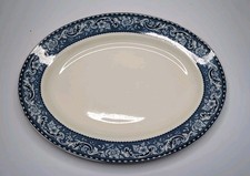 Antique Edwardian Alfred Meakin serving Platter LEIGHTON Vintage Blue White Dish