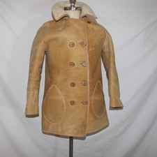 Vtg Antartex Womens M Lambskin Sheepskin Shearling Fur Coat Double Breasted