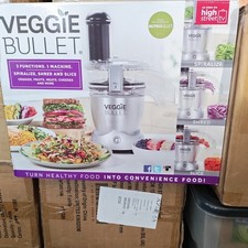 Veggie Bullet 3-in-1 Food Processor Slice Shred Spiralize - Brand New 