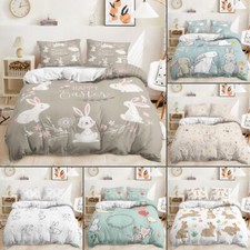 Bunny Kids' Bedding Set 2/3 PCS Quilt Duvet Cover Dorm Single Double King Gifts