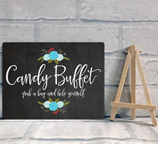 A5 Candy Buffet Sweet Stall Cart Sign With Easel Chalkboard Effect Wedding Party
