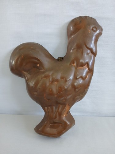 Vtg copper tin rooster - 11",