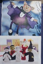 Alan Dart Knitting Pattern Halloween Vampire Bat Toy + Witch Devil Finger Puppet