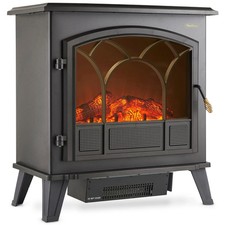 VonHaus Electric Stove Heater 1850W Indoor Fireplace Log/Wood Burner LED Flame
