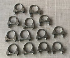 13 NEW U CLAMPS WITH NUTS, FOR EXHAUSTS, AERIAL POLE, ETC ETC VARIOUS SIZES