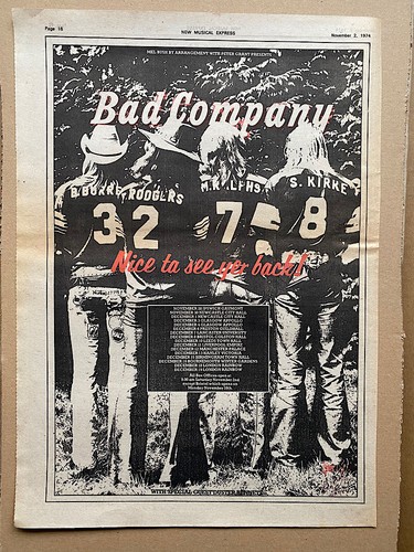 Bad company 1974 tour - company,