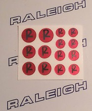 14 RALEIGH BUDGIE CHOPPER GRIFTER TOMAHAWK RED / CHROME VINYL R NUT LOGO DECALS