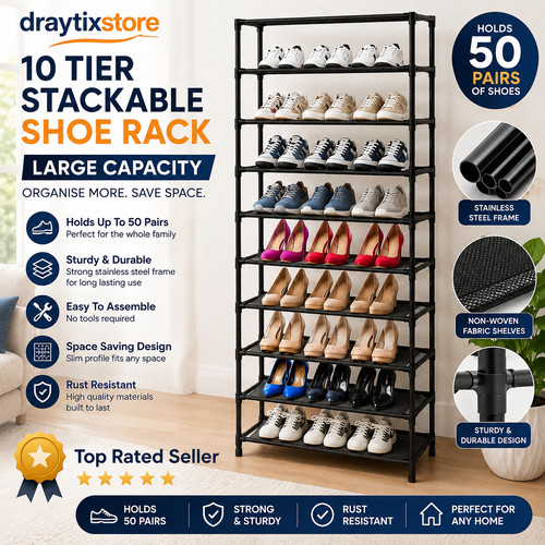 Tier stackable shoe rack - 10,