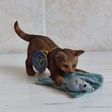 Fraser Creations Cat Chasing Mouse Figurine Resin Family Friends Collection