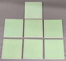 (7) 1930s Reclaimed Mint/Light Green Wheeling Square Tiles, 4.25" W, VG/READ