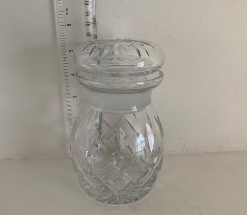 Crystal lidded jar - crystal, signed