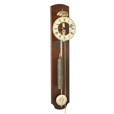 Hermle 70992-030711 Walnut Mechanical Skeleton Wall Clock with Hour Strike