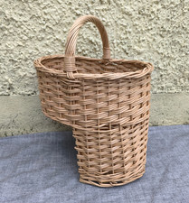Vintage Wicker Stair Step Storage Basket with Carry Handle Country House Cottage