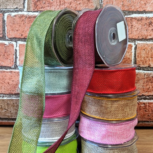 Wired hessian ribbon 38mm wide - wired,