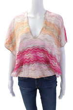 Missoni Mare Womens Short Sleeve Chevron Knit Cover Up Pink White Size IT 38