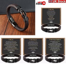To My Man/Son/Husband Love You Forever Leather Braided Bracelet  Wristband Gift
