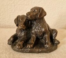 SMALL COLD CAST BRONZE SCULPTURE OF TWO LABRADOR PUPS
