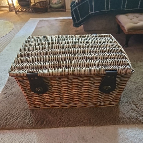 Brown wicker picnic basket - m&s,