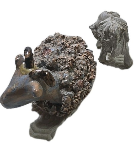 Two clay hand made sheep - clay,