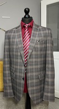 NEXT Tailoring Slim Fit 2 Piece Brown Check Plaid Men’s Suit. C-42”L, W-34”/33”