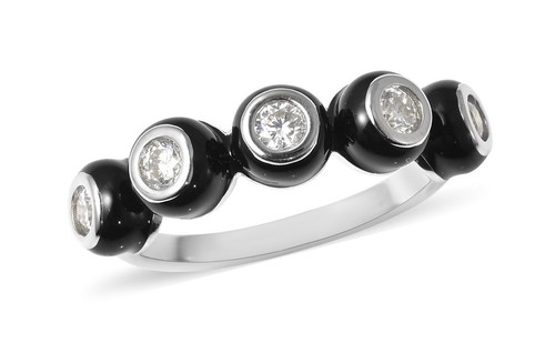 Modern moissanite black ring - modern,