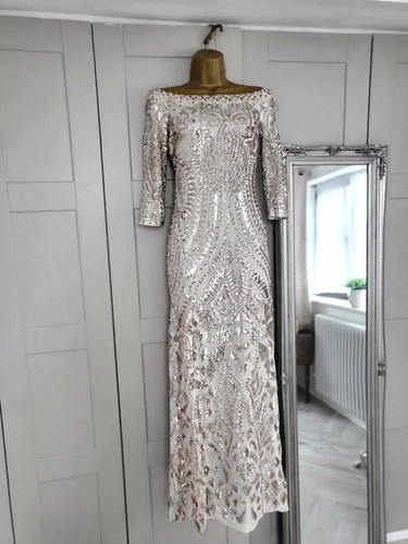 Quiz gold sequin ballgown - sequin,