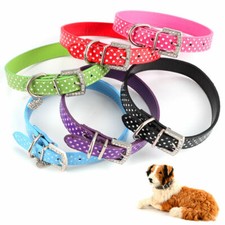 Dog Collar PU Leather Polka