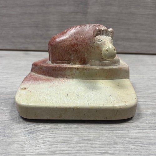 Hand carved pink soapstone - carved,