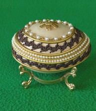 Vintage Egg Trinket Box With Decoration Pearl & Gold Colour On Legs