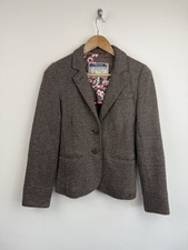 Joules Blazer Jacket Tweed Size Uk 8 Brown Herringbone Country Hacking Henford