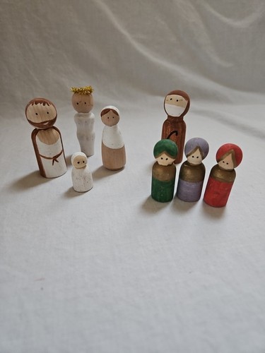 Wooden peg doll nativity - wooden,