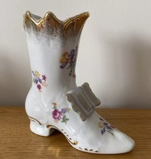 vintage dresden china boot bud vase ornament 