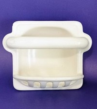 Antique Vintage c1900 Enameled Cast Iron Soap Dish Flush Mount Salvaged