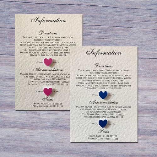 Wedding information cards - wedding,