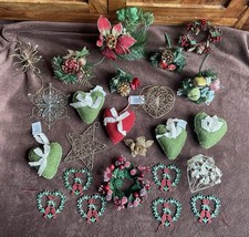 Christmas Decorations Bundle Wood Metal Felt Poinsettia Pick Xmas Decs STUNNING