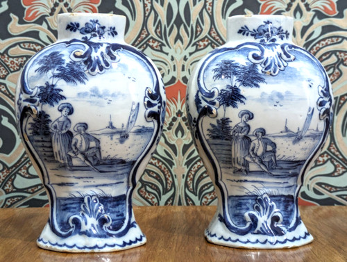 Pair 18th century dutch delft - 18th,