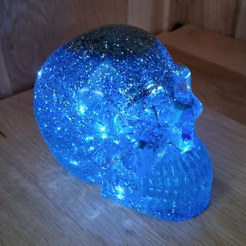 Blue resin led light skull - resin, light-up