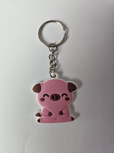 Pink pig keyring - pink,