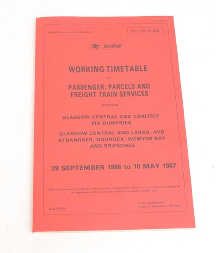 Railway working timetable - railway,