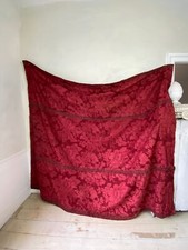 French 1860 AMAZING red damask wool challis day bed cover daybed cover coverlet