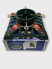 The Christmas Cabin Cast Iron Christmas Tree Stand Green Red Gold Boxed