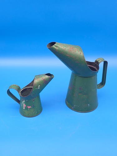 Two vintage metal - oil, jugs