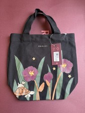 Brand New Radley Midnight Wanderer - Small Open Top Canvas Grab Bag - Black 