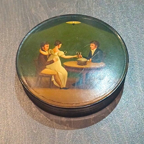 Papier mache pocket snuff box - pocket,