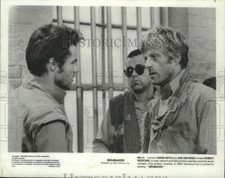 1980 Press Photo David Keith, Jon Van Ness and Robert Redford star in "Brubaker"