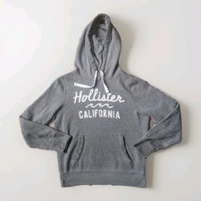 HOLLISTER GREY HOODED PULLOVER Jumper Sweater Mens Womens Unisex Size Medium