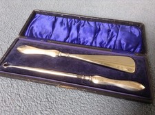 ADIE & LOVEKIN Silver Handled Shoe Horn And Button Hook In Original Box