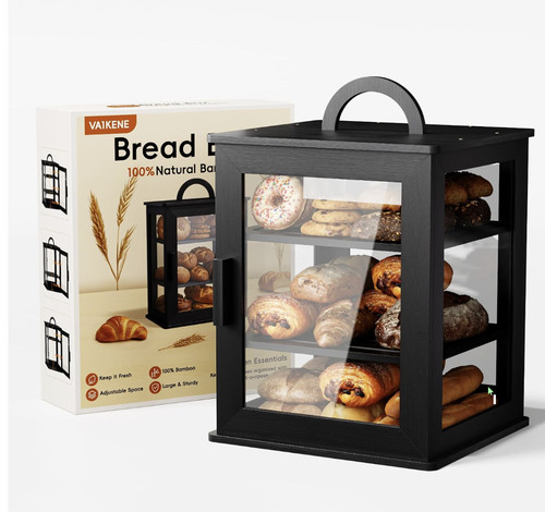 Black tier bread bin - 3-tier, for